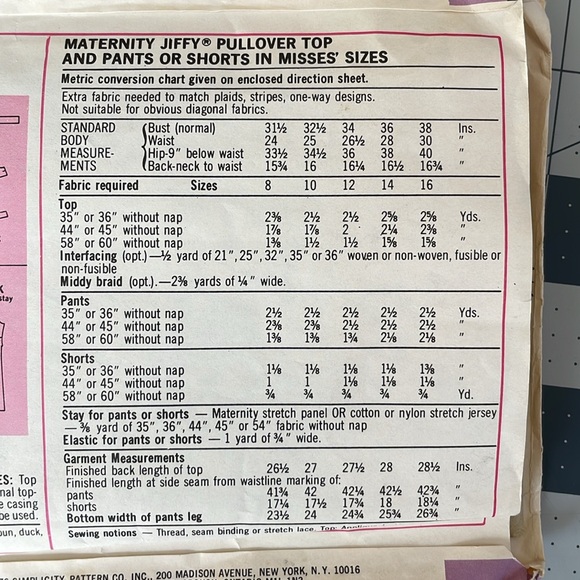 Vintage Simplicity Maternity sewing pattern, size 14, Bust 31-38, copyright 1976 - Picture 4 of 5
